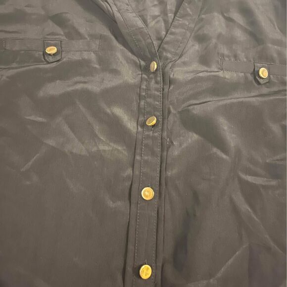 notations black womens blouse with buttons - Picture 3 of 5